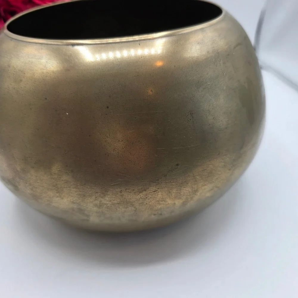 Vintage Solid Brass Ginger Jar Lidded Pot Round Storage Container Asian Markings